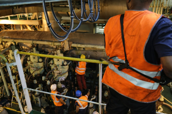 Engine room mechanical repairs and maintenance on-board vessel